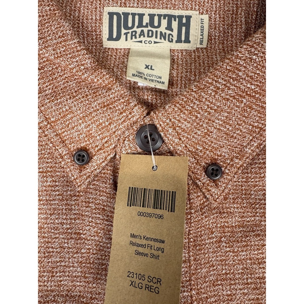 NWT Duluth Trading Flannel Shirt Kennesaw Relax Fit Long Sleeve Men's XL Orange - Picture 3 of 15
